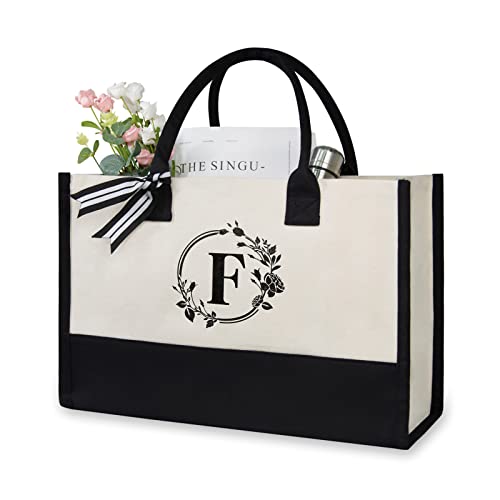 Initial Canvas Tote Bag