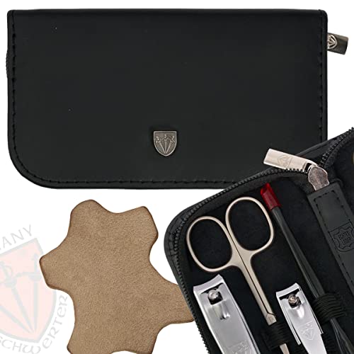 brand quality 8 piece manicure pedicure grooming kit set for professional nail care with genuine leather case black