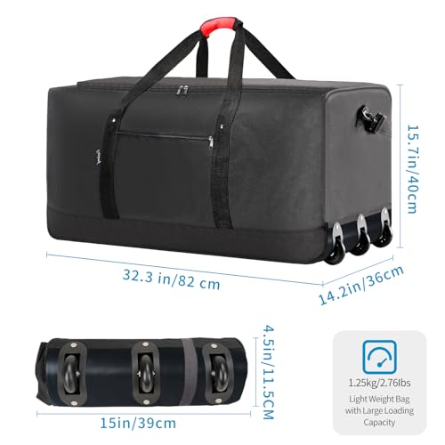 120L Foldable Rolling Duffel Bag with 3 Wheels