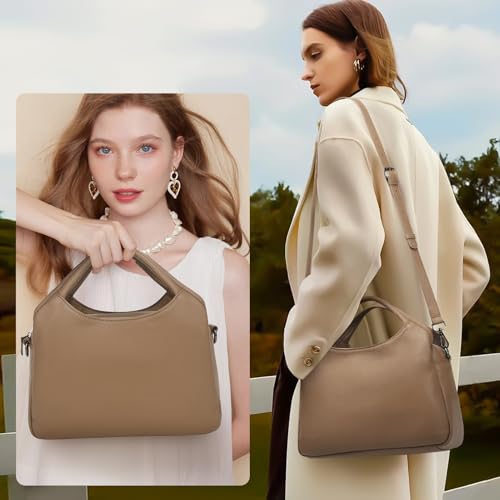 Genuine Leather Purses for Women with Detachable Satchel Strap