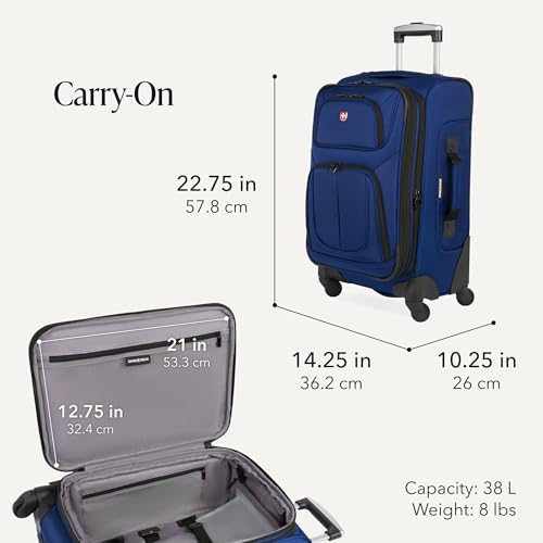 Sion Softside Expandable Spinner Luggage Durable Lightweight Travel Suitcase (3 Count)