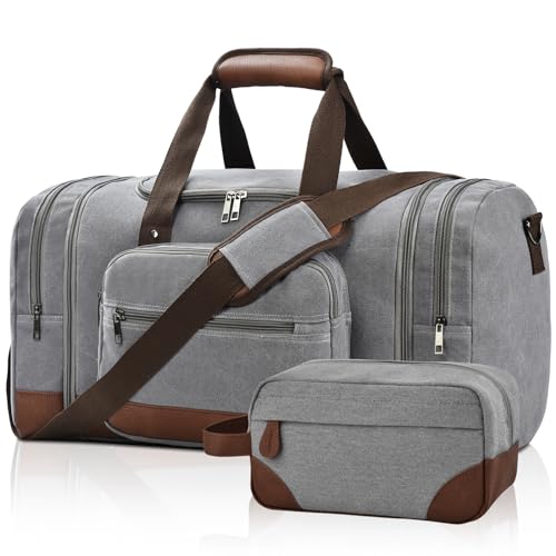 50L Canvas Duffle Bag for Travel Weekender Gym Overnight Carry