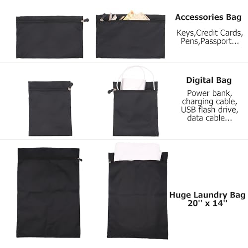 9 Piece Black Travel Organizer Set with 4 Packing Cubes