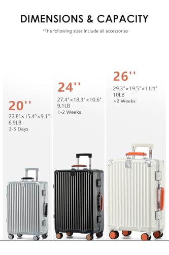 24 Inch Checked Luggage with Leather Handle