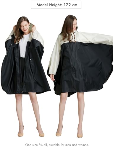 Waterproof Rain Poncho for Women Packable Hooded Raincoat with Pocket