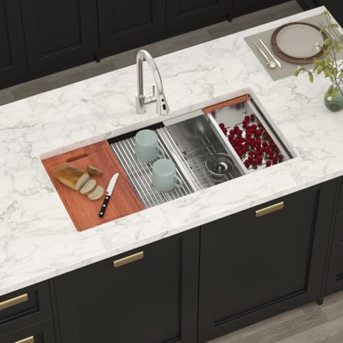 39 Double Bowl Undermount Kitchen Sink Large Workstation Sinks