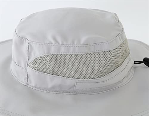 Womens Sun Hat Outdoor Wide Brim Boonie Sun Hat Summer Beach Hats UV Protection Fishing Safari Cap Light Grey
