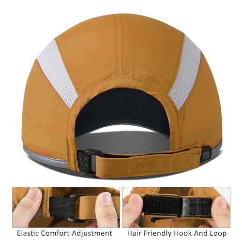 Baseball Cap Nylon Running Cap Outdoor Sports Hat for Men Women Adjustable Quick Drying Reflective Foldable UPF50+ Breath Mesh Race Performance Lightweight Dark Goldenrod