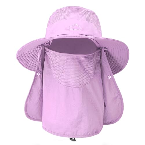 Sun Hats for Men Women Fishing Hat UPF 50+ Breathable Wide Brim Summer UV Protection Hat with Face Cover & Neck Flap