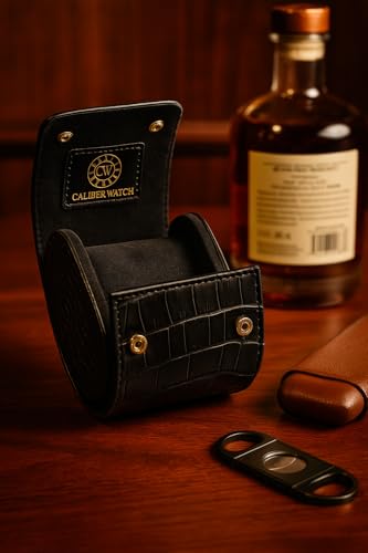 Genuine Napa Leather Watch Roll Travel Case for 3 Watches