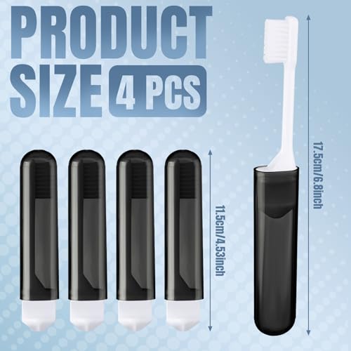 4 Pcs Travel Toothbrush Mini Foldable with Case