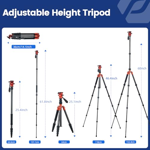59" Carbon Fiber Travel Tripod
