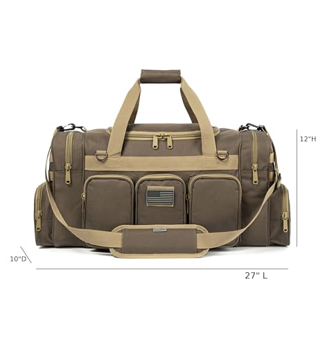Tactical Range Duffel Heavy Duty Military Molle Gear Travel Sports Gym Bag Lockable Zippers with US Flag Patch