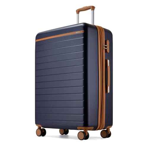 Large Suitcase 28in Expandable ABS+PC 8pcs Silent Wheels Navy