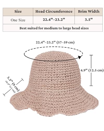 Womens Crochet Straw Sun Hat Foldable Floppy Wide Brim Beach Hat for Summer