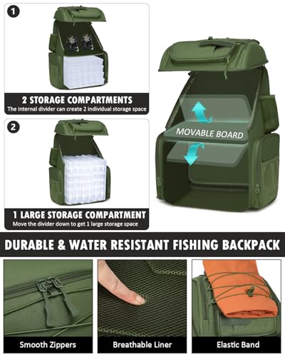 50L Fishing Backpack with Tackle Boxes
