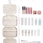 Striped Travel Toiletry Bag for Women Large Hanging Makeup Bag Organizer Toiletries Bag for Full Size Essentials Accessories Cosmetics