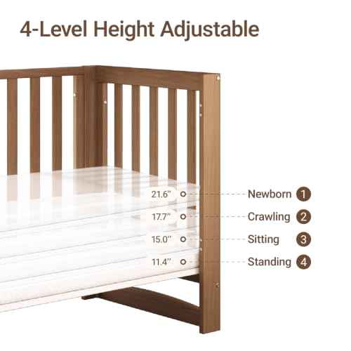 EvoNest 6-in-1 Convertible Baby Mini Crib with Wheels