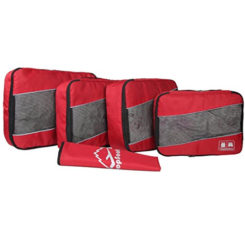 5 Set Packing Cubes for Travel Large Suitcase Luggage Organizer Bags Travel Accessories Vacation 4 Cubes 1 Laundry Pouch Bag (5 Count)