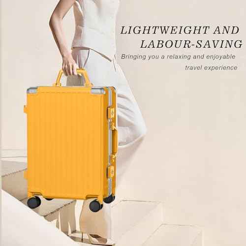 Luggage PC+ABS Aluminum Frame Zipperless Checked Luggage Hard Shell Suitcase with TSA Lock Double Spinner Wheels 28 Inch Orange