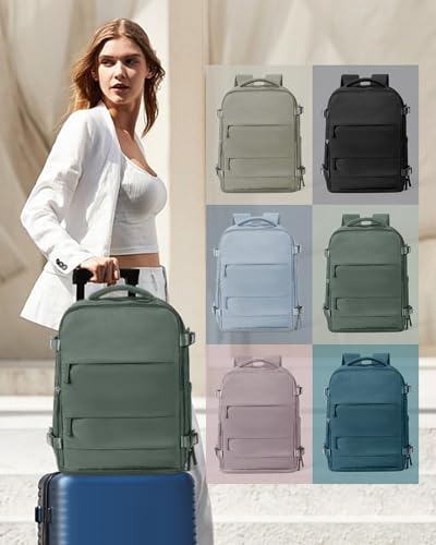 Large Travel Backpack Carry On for Women Man Waterproof Gym Backpacks Mochila de Viaje Teacher Travel Bag Essentials Personal Item Backpack Rucksack Airplane Accessories Must Haves Olive Green