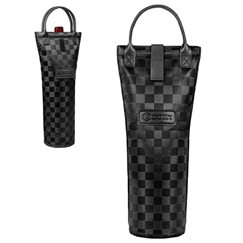 Single Bottle Wine Bag Carrier Insulated Wine Cooler Tote Square Black
