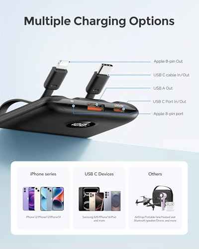 Compact Portable Charger 10000mAh with Built