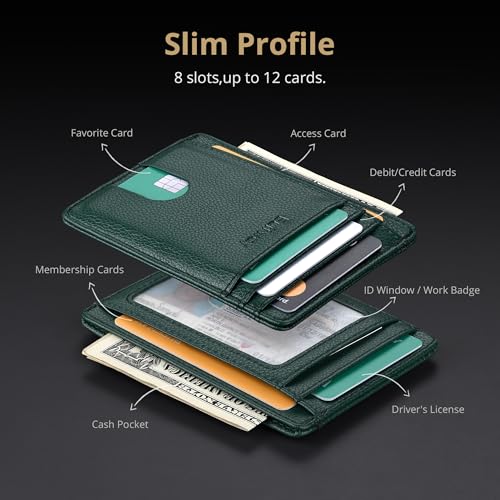 Slim Minimalist Front Pocket RFID Blocking Leather Wallets for Men and Women