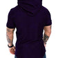 Mens Fashion Hoodies Sport Pullover Solid Color Shirt Workout Lightweight Tops Purple