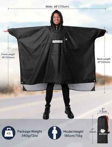 Hooded Rain Poncho for Adult Waterproof Lightweight Raincoat