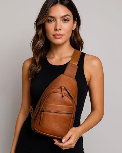 Large Sling Bag for Women Crossbody Purse Leather Fashionable Trendy Chest Bag for Travel