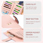 Womens Wallet RFID Blocking Leather Trifold Clutch Wallet Credit Card Holder Ladies Travel Wallet Purse with Passport