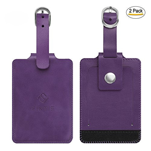 2 Pack Luggage Tags Leather Name ID Labels with Privacy Cover (2 Count)