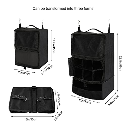 Travel Portable Hanging Shelves Closet Organizer Packing Luggage Storage with Multifunctional and Foldable Invisible Compartment
