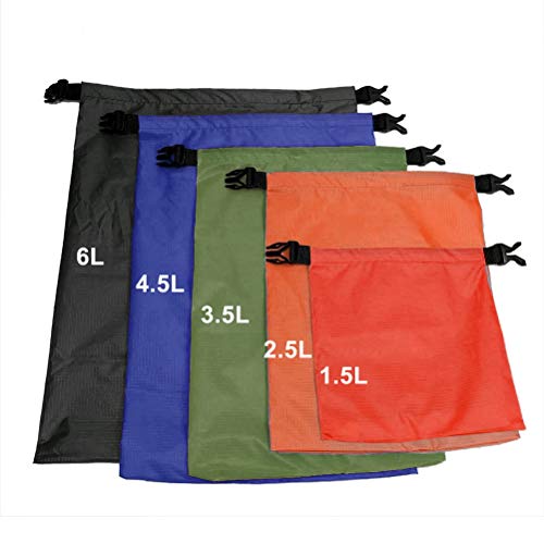 Dry Bag, 5-Pack Ultralight Dry Sack, Outdoor Roll Top Drybags (5 Count)
