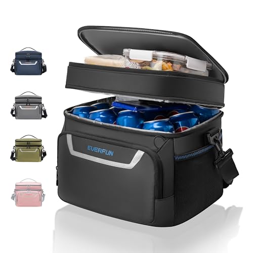 Small Cooler Bag 24 Can Insulated Lunch Box Double Deck Soft Leak (24 Count)