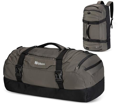 Large Duffel Backpack Sports Gym Bag with Shoe Compartment Grey 55L