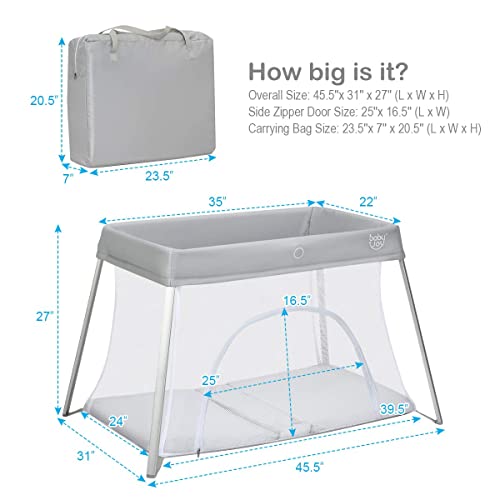 2 in 1 Travel Crib with Side Zipper