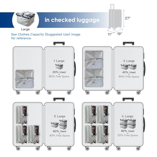 Stow-N-Go Portable Hanging Travel Shelves, Packing Organizer for Luggage. Carry on Closet with Hanger for Clothes. Expandable Packing Cube. Travel Essentials, Light Gray - L