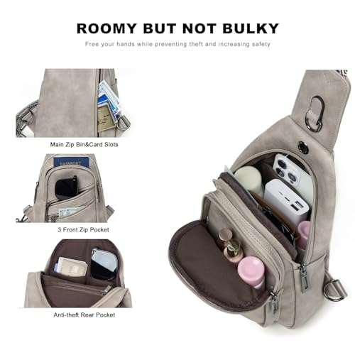 7L Crossboydy Sling Bag for Women Vegan Leather Crossbody Purse Fanny Pack Chest Bag for Travel