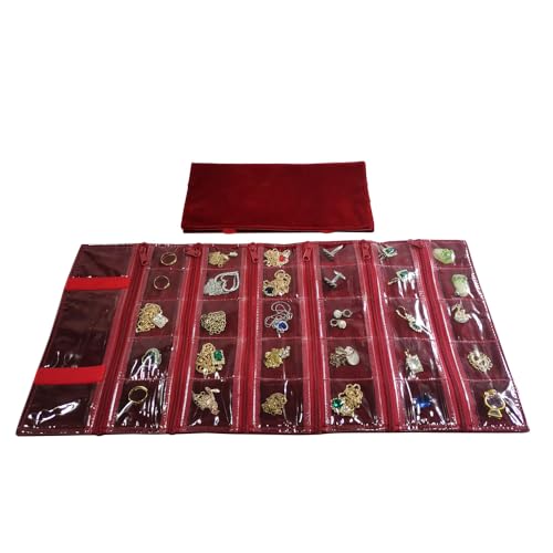 Travel Jewelry Roll Bag Portable Organizer Pouch With Grids&PVC Cover Storage Bags for Necklace