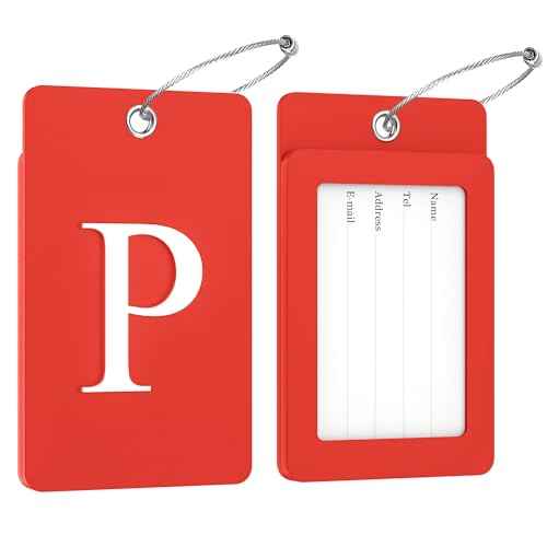 2 Pack Initial Luggage Tags for Suitcases Airplane Travel Essentials (2 Count)
