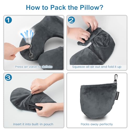 Inflatable Neck & Shoulder Travel Pillow for Airplane Naps