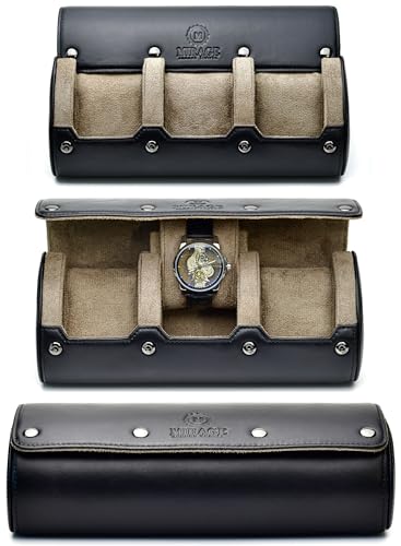 Watch Travel Case for Men Leather Watch Roll for Travel Organizer and Display 3 Watch Case Full (52 Count)