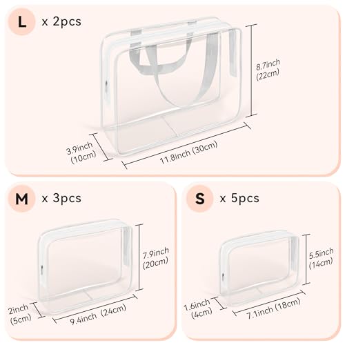10 PCS Clear Travel Bags for Toiletries (10 Count)