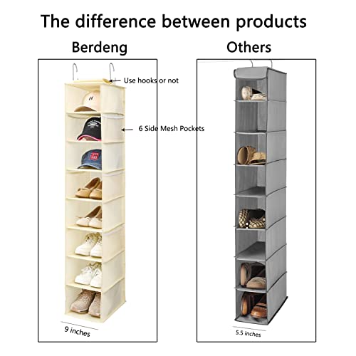 Hanging Shoe Organizer for Closet with Side Mesh Pockets