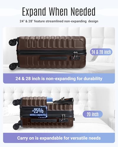 Luggage Sets 3 Pcs Suitcase with Wheels (3 Count)
