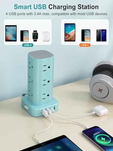 Power Strip Tower with Multiple Outlets (16 Count)