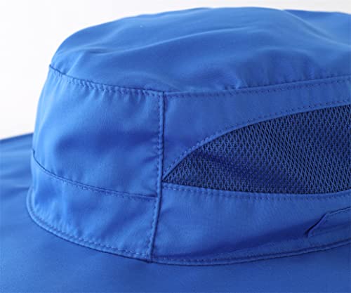 Women's Wide Brim Bucket Sun Hat Quick Dry UPF 50+ Sun Protection Fishing Hat Breathable Beach Hats Royal Blue