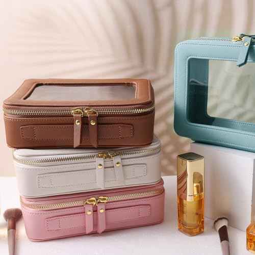 Toiletry bag waterproof cosmetic organizer with handle large opening for travelling